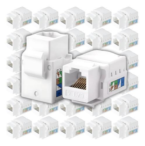 Kit C/ 50 Conector Rj45 Utp Femea Cat6 Branco Keystone