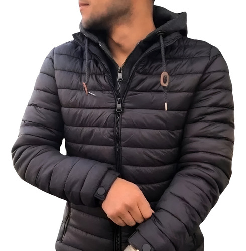 Campera Inflable Yd Doble Cierre De Hombre Con Piel