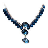 Collar De Plata 925 Con Cristales Swarovski Color Azul