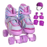 Patins Quad Top Tam./ Ajustável, Rainbow Rodinhas Em Led