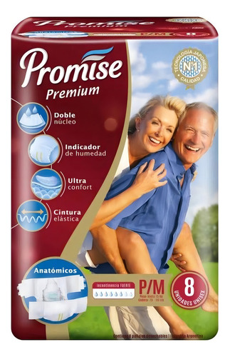 Pañales Para Adulto Promise Premium P/m X 8 Un Talle Pequeño / Mediano