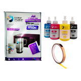 Kit 4 Tintas Sublimación 125 Ml + Papel True Colors + Cinta 