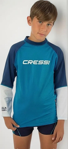 Playera Natación Rashguard Cressi Manga Larga Niño Upf 50+