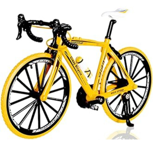Bicicleta De Ruta Amarilla Coleccion A Escala 1:10 