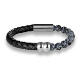 Pulsera De Cuero Piedra Obsidiana Nevada Hombre Moda 2019