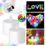 24 Velas Velitas Led Pila Multicolor Decoracion Souvenir