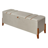 Recamier Baú Retro Pés Madeira Casal Roma 130cm Luxo Moderna