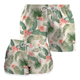 Kit Short Casal Mozão Moda Praia Colorido Estampado 