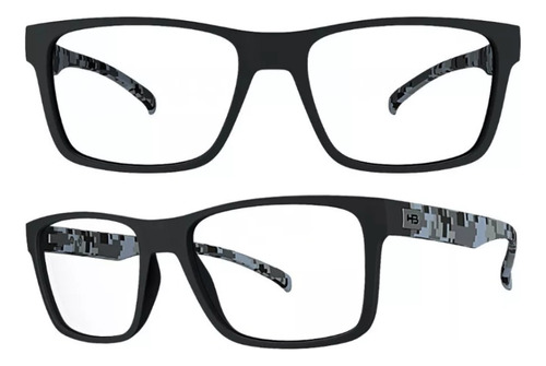 Armação Oculos Grau Hb Polytech 93108 Preto Fosco Camouflado