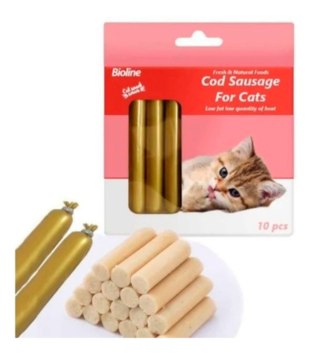 Snack Premio Postre Para Mascota Gatos De Bacalao Salchicha