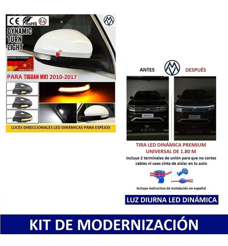 Led Dinámica Secuencial Y Tira Led Drl Premium Tiguan Mk1