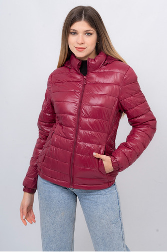 Campera Puffer Piel Brillosa Mujer Calidad Premium