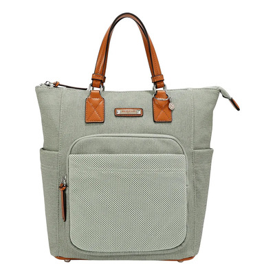Bolsa Shopper Nicole Lee Con Malla Estilo Urban Ss26 Verde Liso Níquel