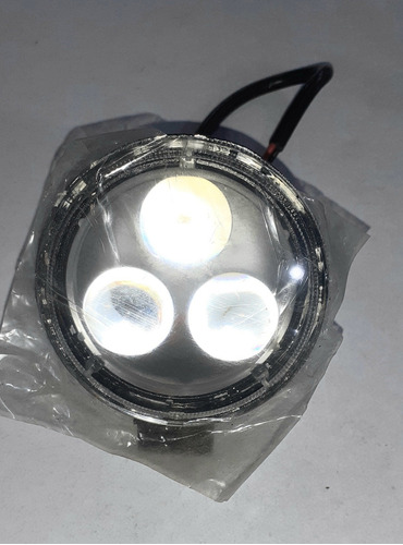 Farol Auxiliar 3 Led Redondo C/lupa Riccia Motos 