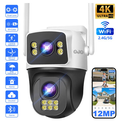 Ojo® 5g Wifi Cámaras De Seguridad Exterior Doble 12mp Lentes 360° Ptz Full Hd - Alarma Sonora\u002Fluz, Detección Movimientovisión Nocturna Ip66, 10x Zoom, 2 Vías Audio, Sd\u002Falmacenamiento Nube,instalación | Envío gratis