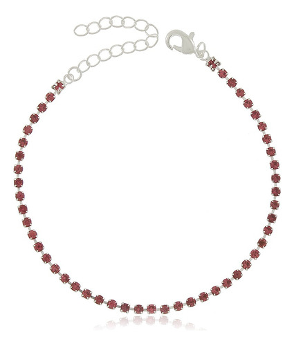 Pulseira Pedrinhas Rosa Semijoia A Prata 925