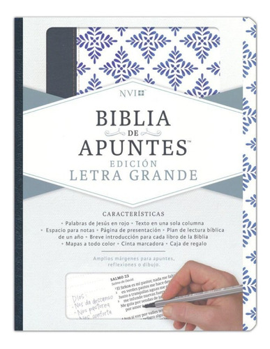 Biblia De Apuntes Nvi Blanco Y Azul Simil Piel 