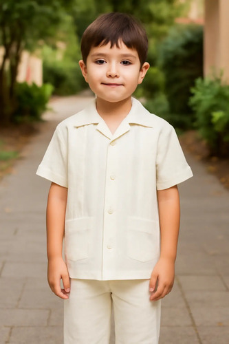 Conjunto Guayabera De Lino Para Niño Bordada 2089 1 A 6 Años