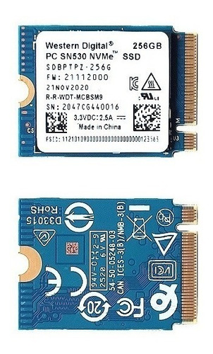 Tarjeta Nvme Ssd Wd Sn530 256gb M.2 2230