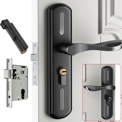 Cerraduras Chapa Puerta De Acero Inoxidable Color Negro 125\u002F48,Con Ventosa De Puerta + Bisagra Grosor De La Puerta 35mm-45mm,Ajustable A Izquierda O Derecha | MercadoLibre
