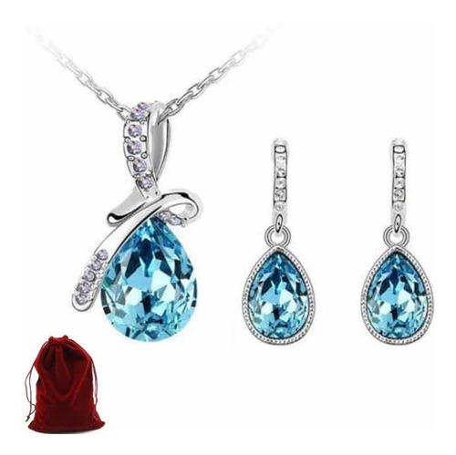 Set Collar Aretes Pulsera + Regalo Plata 925 Swarovski Mujer