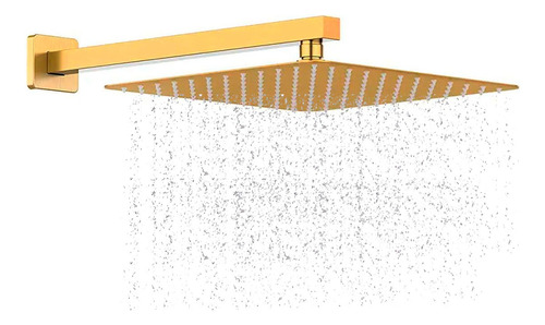 Ducha Inox Chuveiro 30x30 Cm Slim Cano 30 Cm Dourado