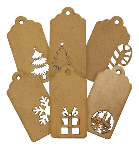 Kit 6 Enfeites Natalinos Decorar Arvore Natal mdf Floco