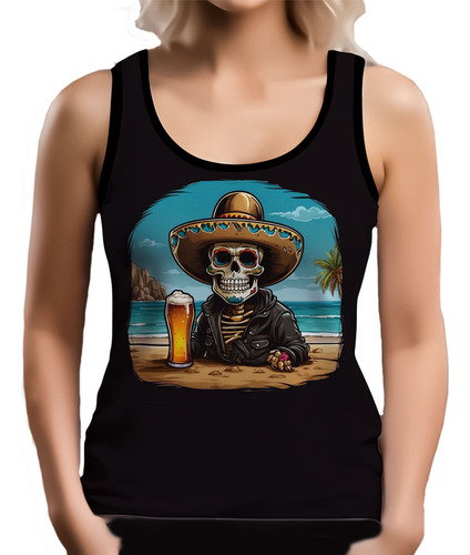Tshirt Camiseta Regata Caveira Mexicana Praia Katrinas Hd 6