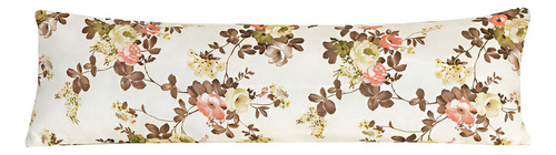 Capa Fronha Para Travesseiro De Corpo 1,40x45 Estampadas Cor Floral Verde E Bege