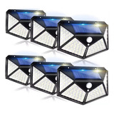 Pack X 6 Lampara Solar 100 Led Exterior Sensor De Movimiento