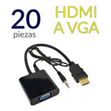 Paquete De 20 Cables Adaptador Hdmi A Vga Con Cable 3.5mm