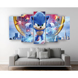 Set De 5 Cuadros En Canvas Sonic Gamer Decorativo Arte - 08