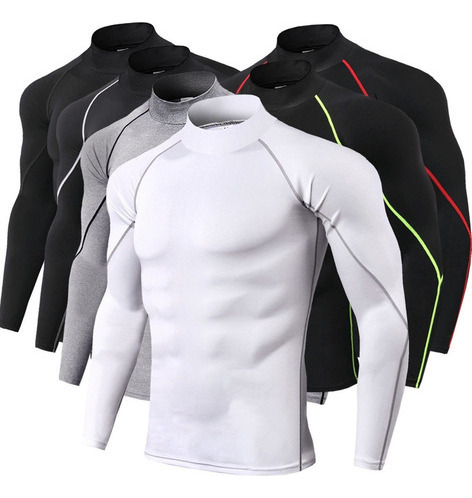 Playera Licra Deportiva Gym Compresión Cuello Ruso [u]