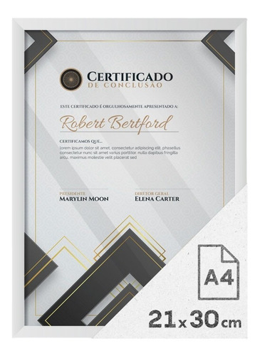 Molduras Certificado Quadros A4 Documento Com Vidro Foto C/2