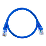 Patch Cord Cat5e Para Internet 40cm Azul Com Capa