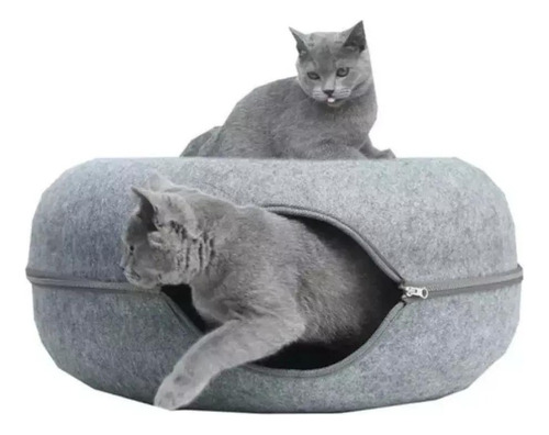 Cama Circular Gato, Arañador, Armable, Tunel Para Juego