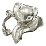 Anillo Gato Animal Macizo De Plata 925 Joyería