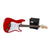 Pack Guitarra Stratocaster Y Amplificador Creep Completo Red