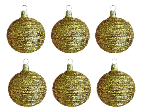 Esferas Navidad Oro Viejo 6pz Decoración Artículos Navideños