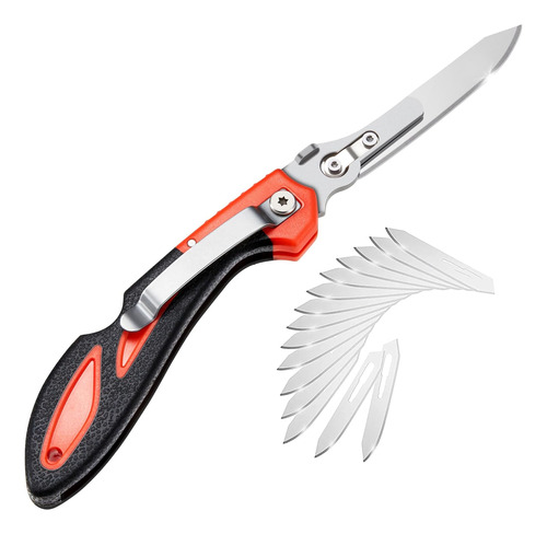 Lancergear Cuchillo De Caza Plegable Con 15 Cuchillas Afilad