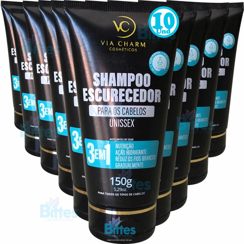 10 Shampoo Escurecedor Via Charm Fios Escuros Atacado