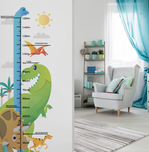 Dinosaurio Vinil Adhesivo Sticker Estatura Cuarto Niños Bebe