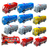Conjunto 12 Mini Ônibus Policial Brinquedo Fricção Infantil 