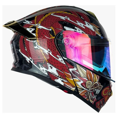Casco para moto abatible Kov Thunder Quetzalcoat rojo brillante quetzalcoat talla XL | Envío gratis