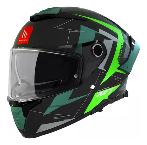 Casco Moto Mt Thunder4 Mountain B6 Verde Mate Doble Visor