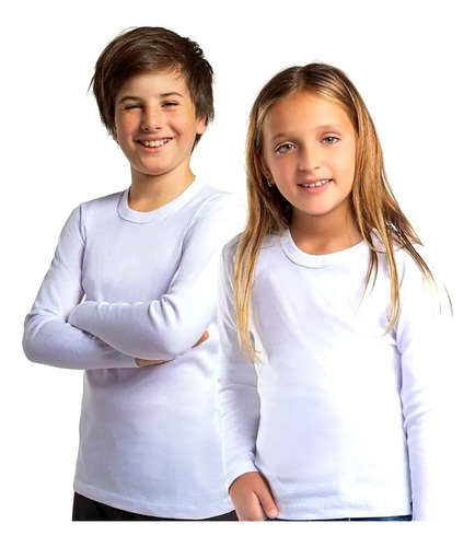 Camiseta Algodón Unisex Talla 8 Pack X2 Color Blanco Niños