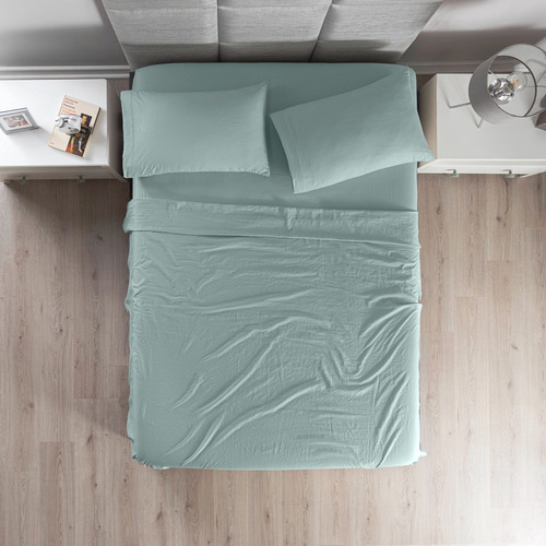 Jgo. De Sabanas Queen Size Viasoft Washed Mint Vianney 88552 Diseño De La Tela Liso