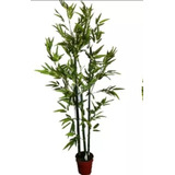 Planta Artificial Decorativa Bambú 120 Cm 3 Varas Con Maceta