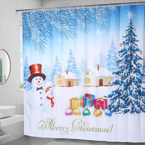 Cortina De Baño, 200 X 180 Cm, Diseño Navideño