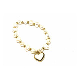 Pulsera Elastizada Nácar Corazon Acero Quirúrgico Dorado